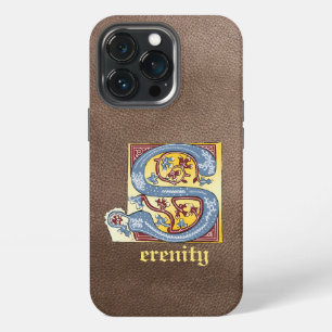 Funda Para iPhone 13 Pro Letra S iluminada de hiedra azul y roja medieval