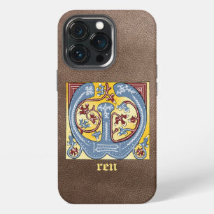 Funda Para iPhone 13 Pro Letra W iluminada con hiedra azul y roja medieval