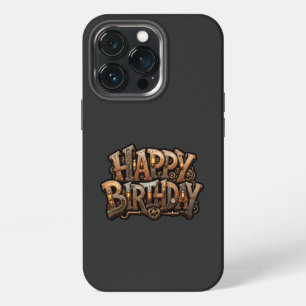 Funda Para iPhone 13 Pro Letras de feliz cumpleaños steampunk