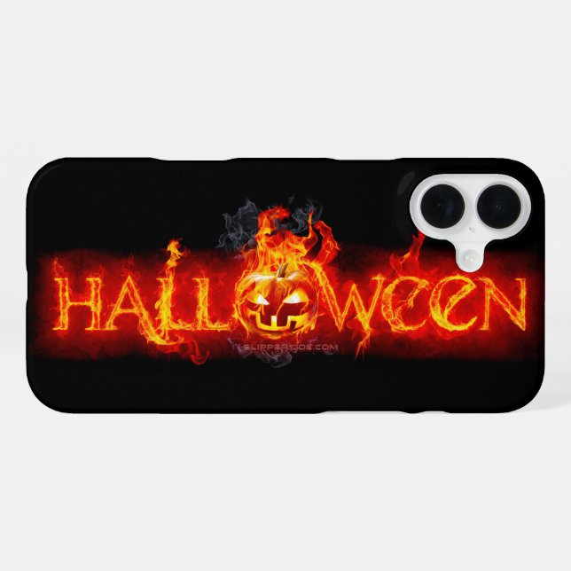 Funda Para iPhone Letras ígneas masivas de SlipperyJoe's Halloween c (Reverso Horizontal)