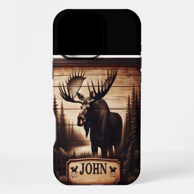 Funda Para iPhone Letrero de Alce de Bosque de John (Reverso )