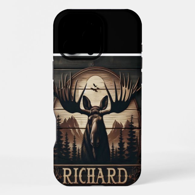 Funda Para iPhone Letrero de Alce y Montañas (Reverso )