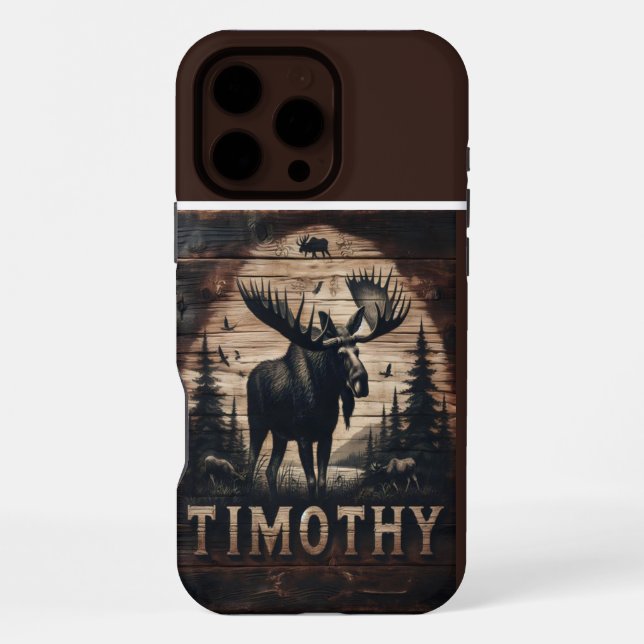 Funda Para iPhone Letrero de madera de alce de Timothy (Reverso )