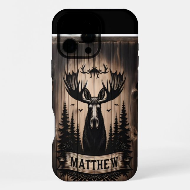 Funda Para iPhone Letrero del bosque de alces de Matthew (Reverso )