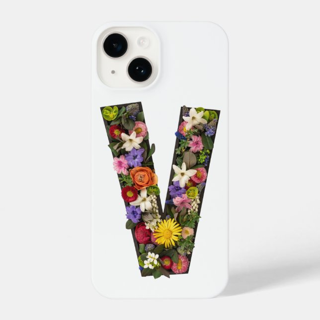 Funda Para iPhone Letter V with Floral Wreath iPhone Case (Reverso )