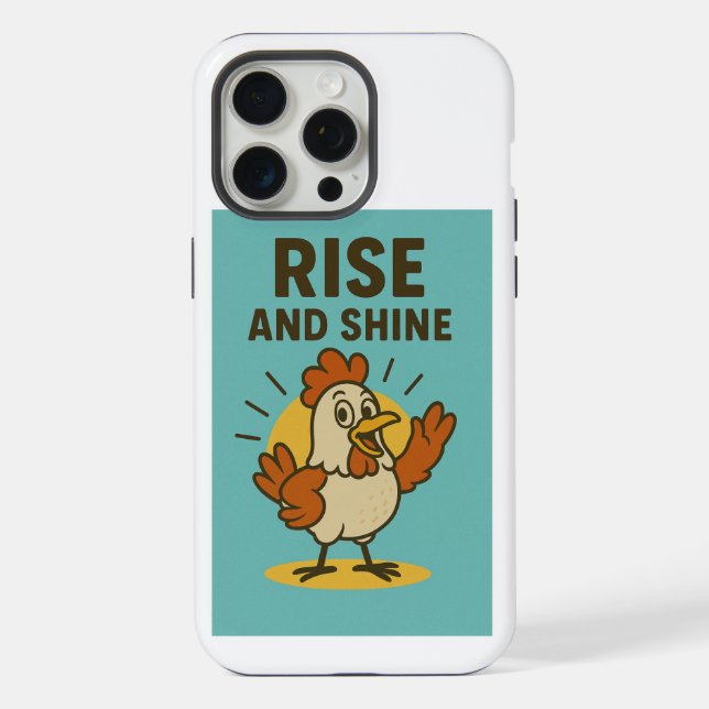 Funda Para iPhone Levántate y resplandece pollo feliz (Reverso )