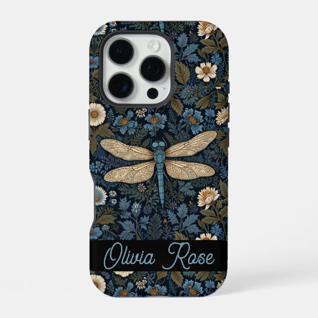 Funda Para iPhone Libélula azul vintage (Reverso )