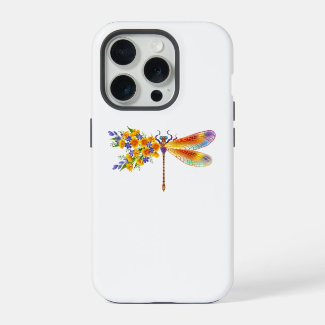 Funda Para iPhone Libélula de Flor Amarilla (Reverso )