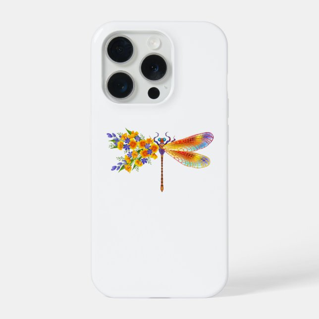 Funda Para iPhone Libélula de Flor Amarilla (Reverso )