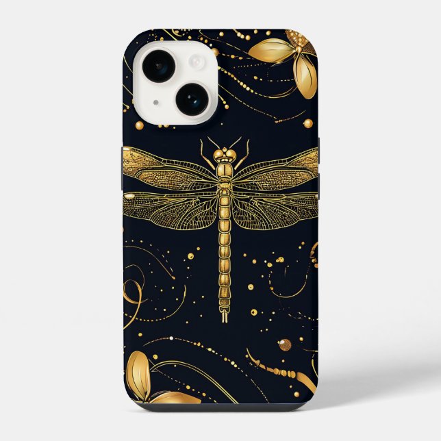 Funda Para iPhone Libélula dorada (Reverso )