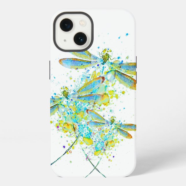 Funda Para iPhone Libélula teal salpicada  (Reverso )