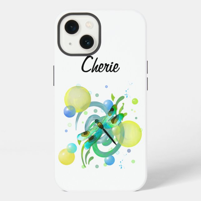 Funda Para iPhone Libélulas Azules Verdes (Reverso )