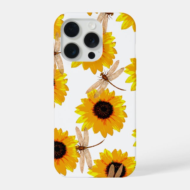 Funda Para iPhone Libélulas y girasoles,  (Reverso )