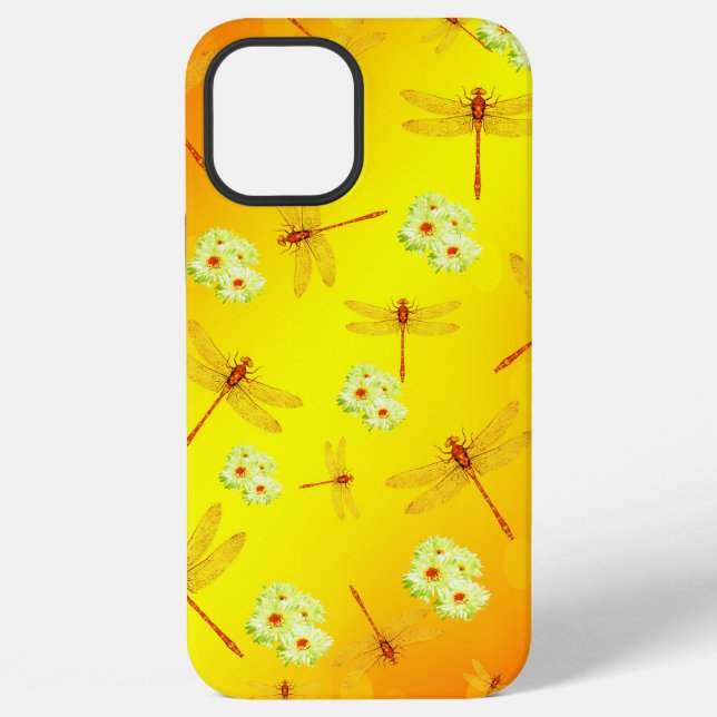 Funda Para iPhone Libélulas y margaritas, (Reverso )