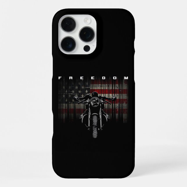 Funda Para iPhone Libertad para motocicletas con bandera estadounide (Reverso )