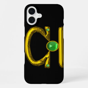 Funda Para iPhone 16 Plus LIBRA, Esmeralda Verde y Oro, Negro