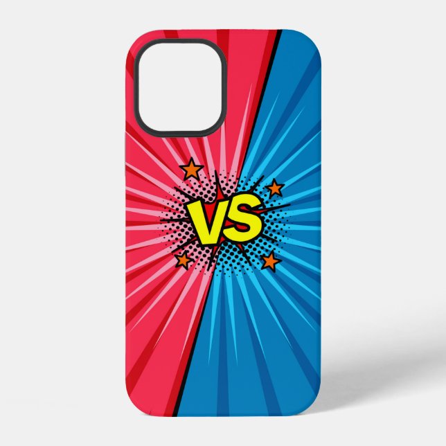 Funda Para iPhone Libro de cómic versus fondo, estilo clásico pop-ar (Reverso )