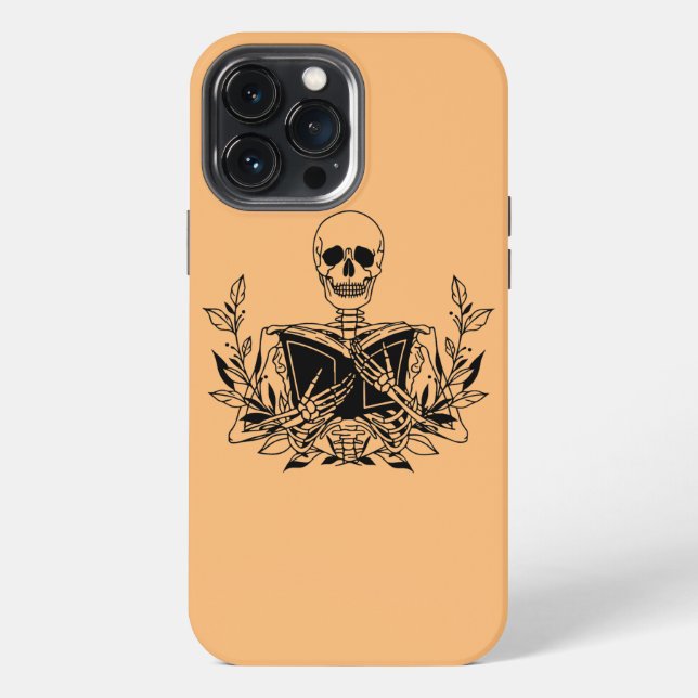 Funda Para iPhone Libro de lectura de esqueleto lector de libro de g (Reverso )