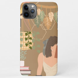 Funda Para iPhone 11Pro Max Libro de lectura de mujer estética marrón