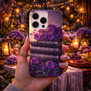 Funda Para iPhone 16 Pro Max Libro Gótico Flores Purpura