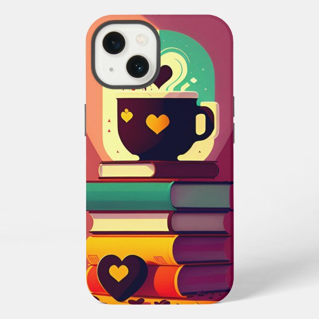 Funda Para iPhone Libros Y Café (Reverso )