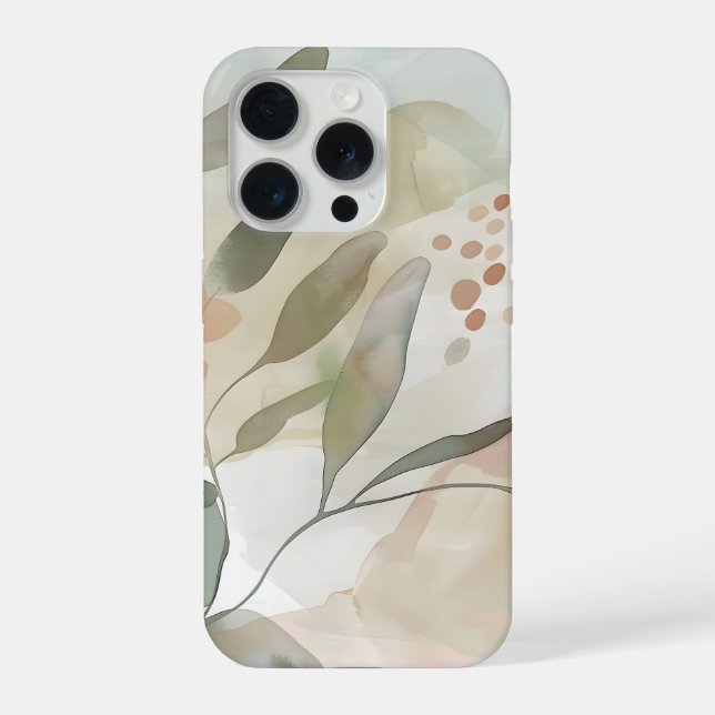 Funda Para iPhone Light Neutral Abstract Botanical with Soft Sage  (Reverso )