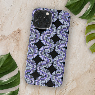 Funda Para iPhone 16 Pro Max Lila Violeta Morado Rosa Rayas Onduladas Sobre Neg