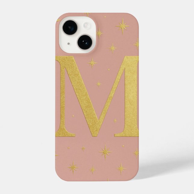Funda Para iPhone ✨ Lilac Phone Case with Big M & Yellow Stars – Cut (Reverso )