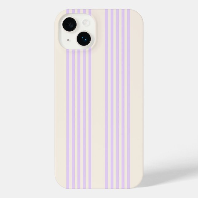Funda Para iPhone Lilac púrpura y beige cinco rayas patrón (Reverso )