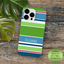 Funda Para iPhone 16 Pro Max Lima Verde Azul Turquesa Rosa Caliente Blanco Raya