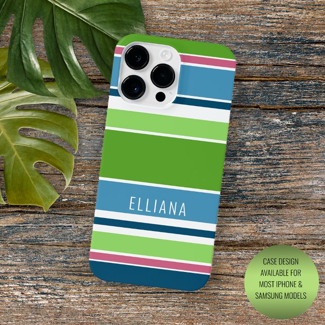 Funda Para iPhone Lima Verde Azul Turquesa Rosa Caliente Blanco Raya (Subido por el creador)