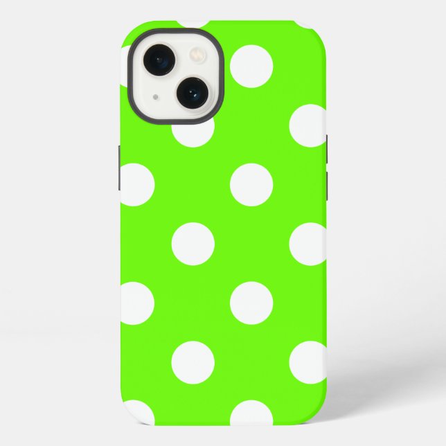 Funda Para iPhone Lime green polka dots (Reverso )