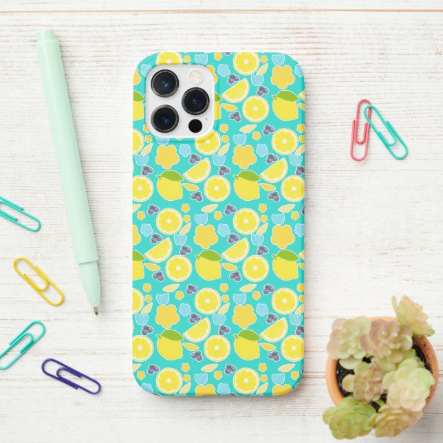 Funda Para iPhone Limón de verano moderno (En el escritorio)