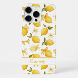 Funda Para iPhone 16 Pro Max Limoncitos con lazos de coqueta monogramados al ag