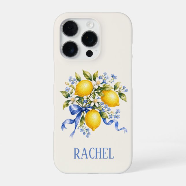 Funda Para iPhone Limones Azules Mediterráneos (Reverso)