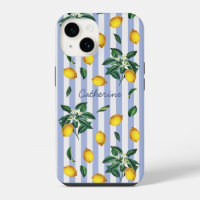 Limones Vintage Mediterráneos Franjas Azules Nombr