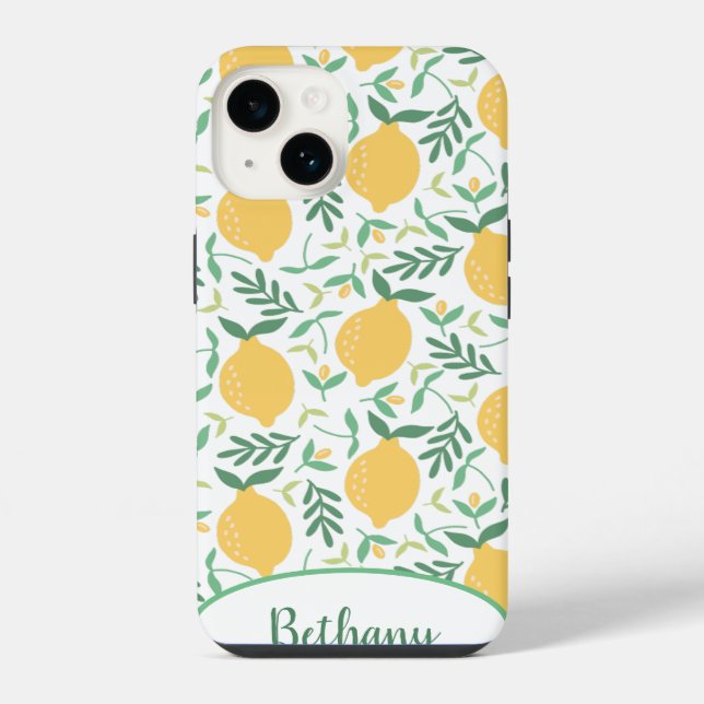 Funda Para iPhone Limones y Hojas Chic Divertido (Reverso )