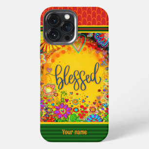 Funda Para iPhone 13 Pro Max Lindo Caso de Nombre Floral Bendito Inspirivity Ca