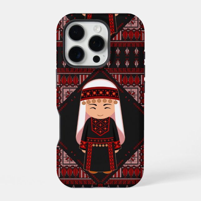 Funda Para iPhone lindo chica palestino bordado tatuaje rojo (Reverso )