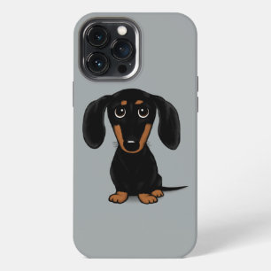Funda Para iPhone 13 Pro Max Lindo Dachshund negro y fuego de pelo corto