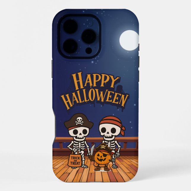 Funda Para iPhone lindo, esqueletos y calabaza Halloween (Reverso )