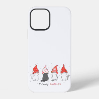 Funda Para iPhone 12 lindo gato con gorra gnomo para navidades.
