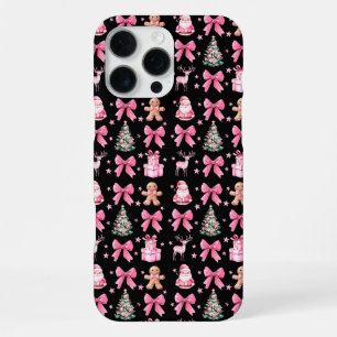 Funda Para iPhone 16 Pro Max Lindo lazo Coquette rosa Navidad Santa Pan de Jeng
