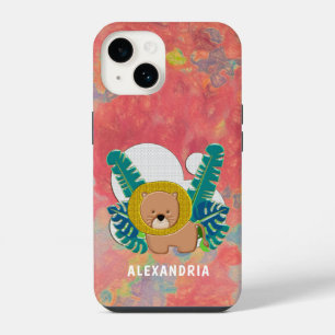 Funda Para iPhone 14 Lindo León Bebé Animal Jungla Moderno Personalizab