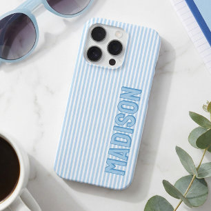 Funda Para iPhone 16 Pro Lindo nombre personalizado con rayas azules y blan