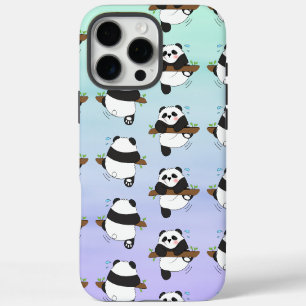 Funda Para iPhone 16 Pro Max Lindo Panda Subiendo Doble Cara Delantera Trasera