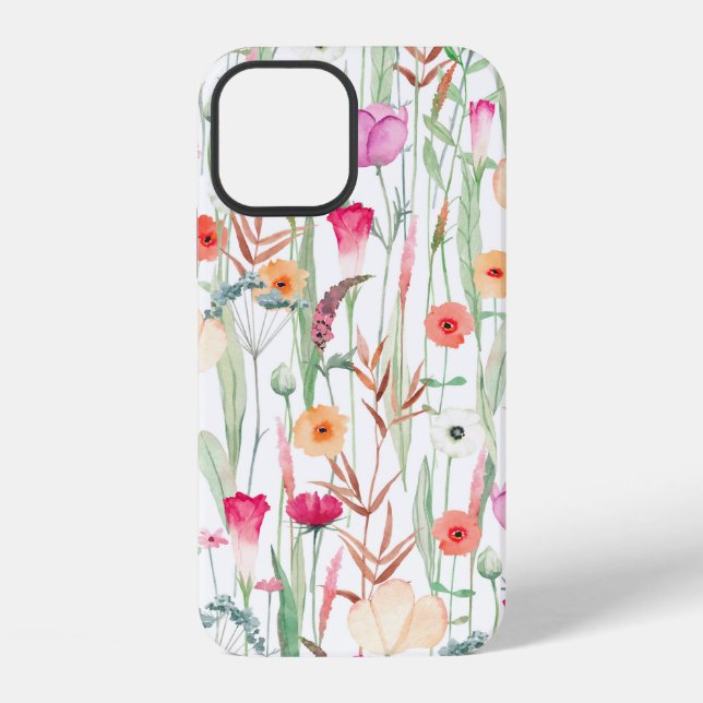Funda Para iPhone Lindo patrón continuo con diferentes flores silves (Reverso )