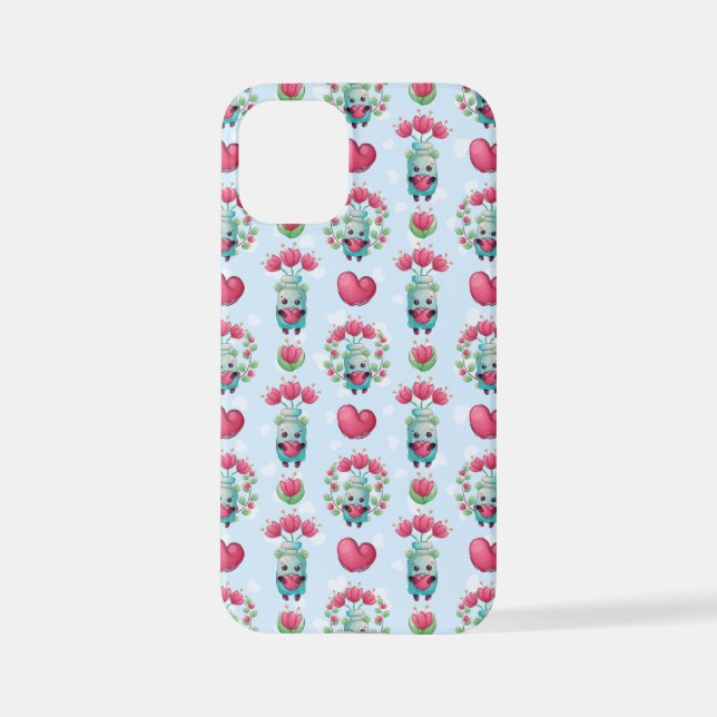 Funda Para iPhone Lindo patrón floral Mason Jar Hearts (Reverso )
