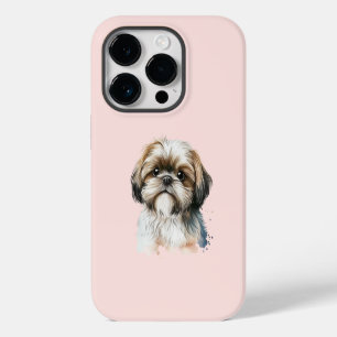 Funda Para iPhone 14 Pro Lindo Shih Tzu moderno amante del perro rosa