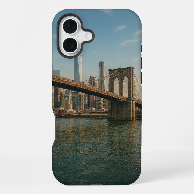 Funda Para iPhone Línea aérea de Brooklyn Bridge y NYC (Reverso )